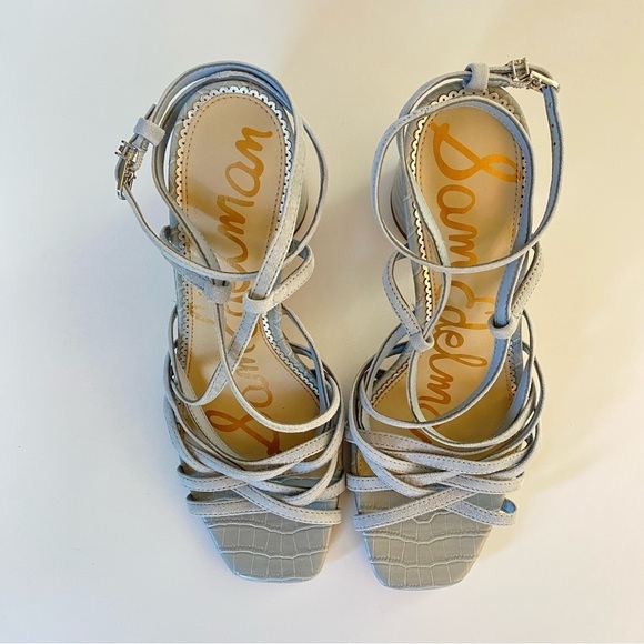 SAM EDELMAN Strappy Sandal Block Heel Daffodil Mineral Green Size 7.5 - Picture 8 of 8